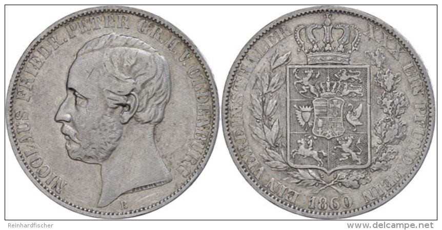 Taler, 1860, Nicolaus Friedrich Peter, AKS 25, J. 55, Ss.  SsThaler, 1860, Nicolaus Friedrich Peter, AKS 25, J.... - Autres & Non Classés