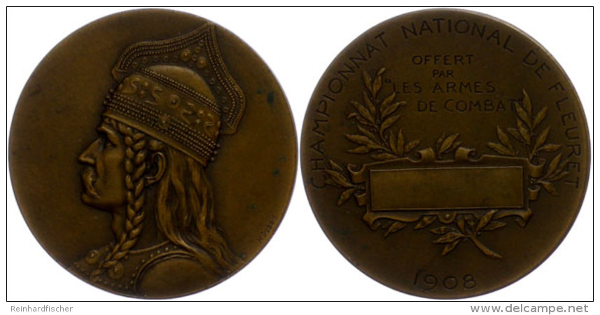 Frankreich, Bronzemedaille (Dm. Ca. 51mm, Ca. 69,85g), 1908, Von H. Dubois. Av: B&uuml;ste Eines Antiken Kriegers... - Autres & Non Classés