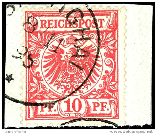 10 Pfg Krone/Adler, In Der Seltenen Farbe Mittel(karmin)rot, Auf Briefst&uuml;ck Mit Klarem, Kleinen... - Chine (bureaux)
