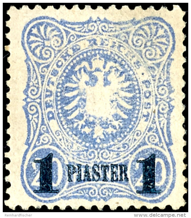 1 Piaster Auf 20 Pf, Aufdruck Blauschwarz, Tadellos Ungebraucht Mit Originalgummi Und Sauberer Falzspur, Dopp.... - Turquie (bureaux)