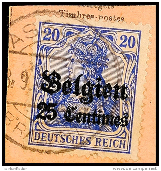 "ASSCHE 8.9.17", Klar Auf Paketkartenausschnitt 25 C., Katalog: 4 BSASSCHE 8. 9. 17, Clear On Package Cards Cut... - 1° Guerre Mondiale