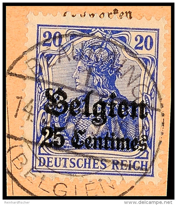 "BEAURAING 14.9.17"; Klar Und Zentr. Auf Paketkartenausschnitt 25 C., Katalog: 4 BSBEAURAING 14. 9. 17,... - 1° Guerre Mondiale