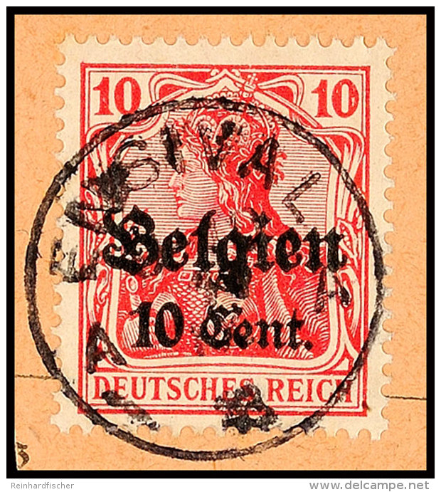 "ENSIVAL", Klar Und Zentr. Auf Paketkartenausschnitt 10 C., Katalog: 14 BSENSIVAL, S.O.T.N On Package Cards Cut... - 1° Guerre Mondiale