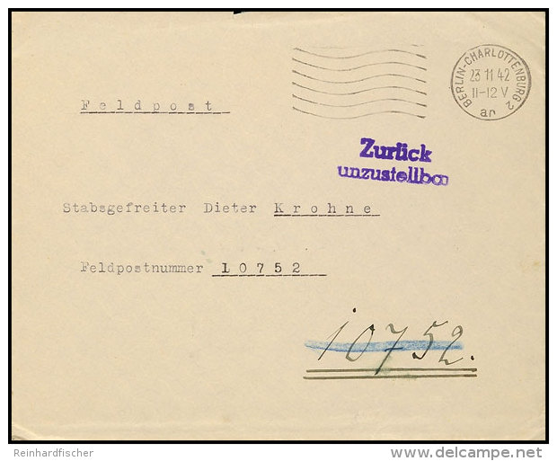 Stalingrad 1942, Je Ein Beleg Aus Berlin-Charlottenburg Und Wien 68 Mit Stempel "Unzustellbar / Zur&uuml;ck" (1x... - Autres & Non Classés