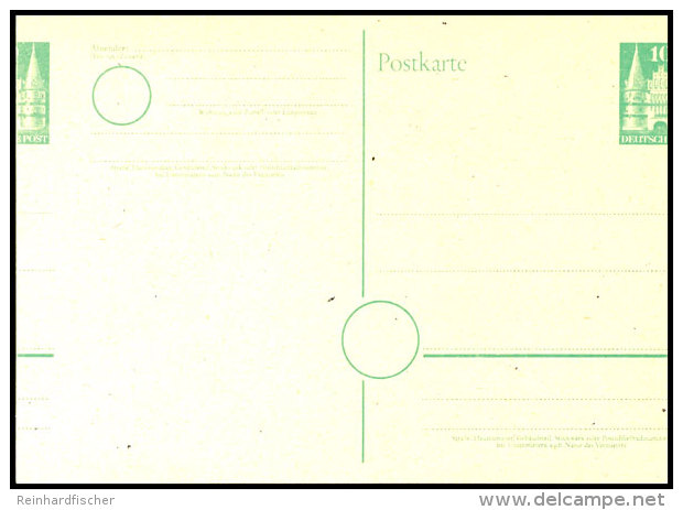 10 Pfg Bauten Ganzsachenkarte, Deutlich Verschnitten, So Dass Sich Der Wertstempel Nur Zur H&auml;lfte Rechts, Die... - Autres & Non Classés