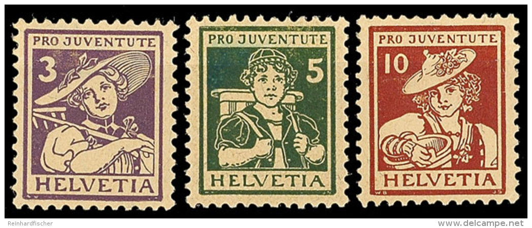 Pro Juventute 1916, Ungebrauchter Kabinettsatz, Mi. 80.-, Katalog: 130/32 *Pro Juventute 1916, Unused Set,... - Autres & Non Classés