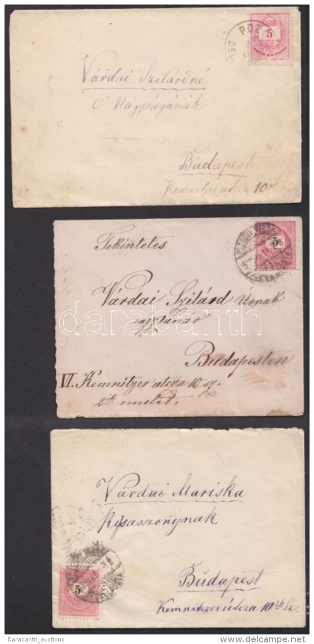 1881-1893 5 Db Vir&aacute;gokkal D&iacute;sz&iacute;tett Dekorat&iacute;v Bor&iacute;t&eacute;k / 5 Fancy Covers... - Other & Unclassified