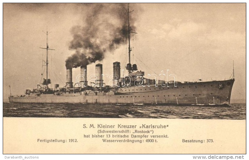 ** T1/T2 SM Kleiner Kreuzer Karlsruhe, Marine-Erinnerungskarte Nr. 18. / German Navy - Ohne Zuordnung