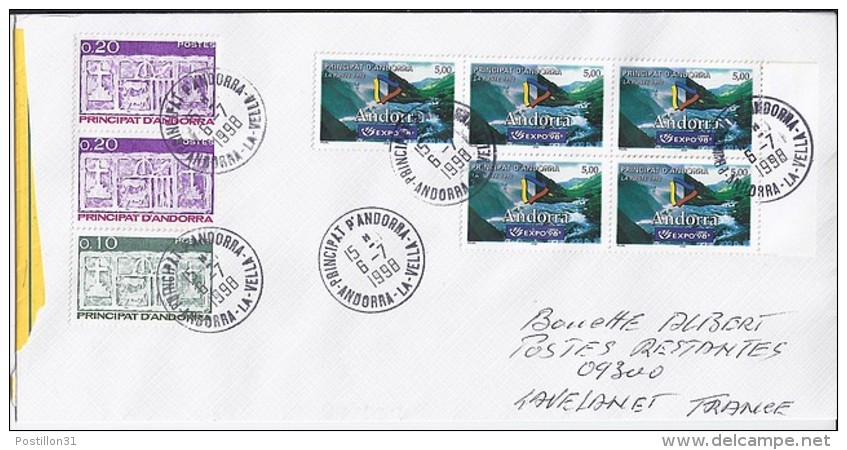 TP N°505x5 (+317/318x2)  SUR LETTRE RECOMMANDEE DU 6.7.98 POUR LA FRANCE + POSTE RESTANTE - Covers & Documents