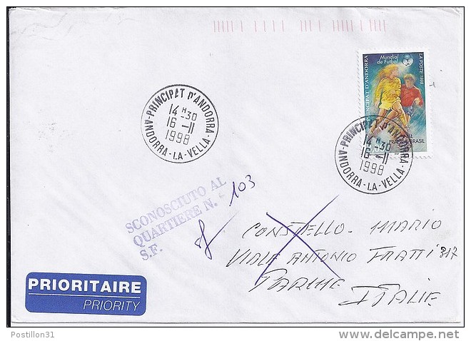 TP N°507 SUR LETTRE DU 16.11.98 POUR L'ITALIE - Briefe U. Dokumente