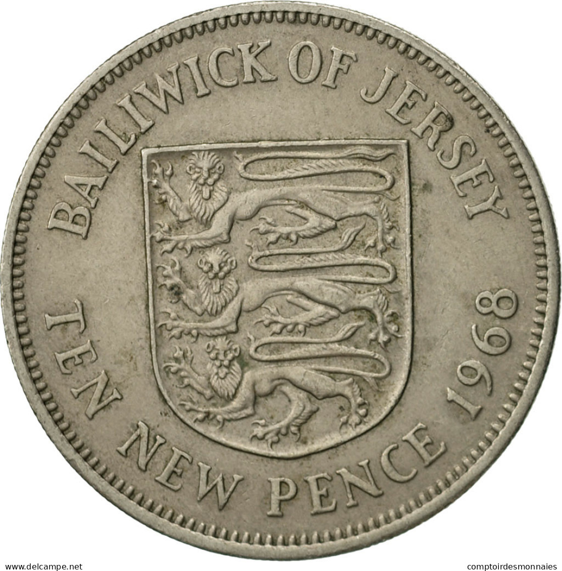 Monnaie, Jersey, Elizabeth II, 10 New Pence, 1968, SUP, Copper-nickel, KM:33 - Jersey