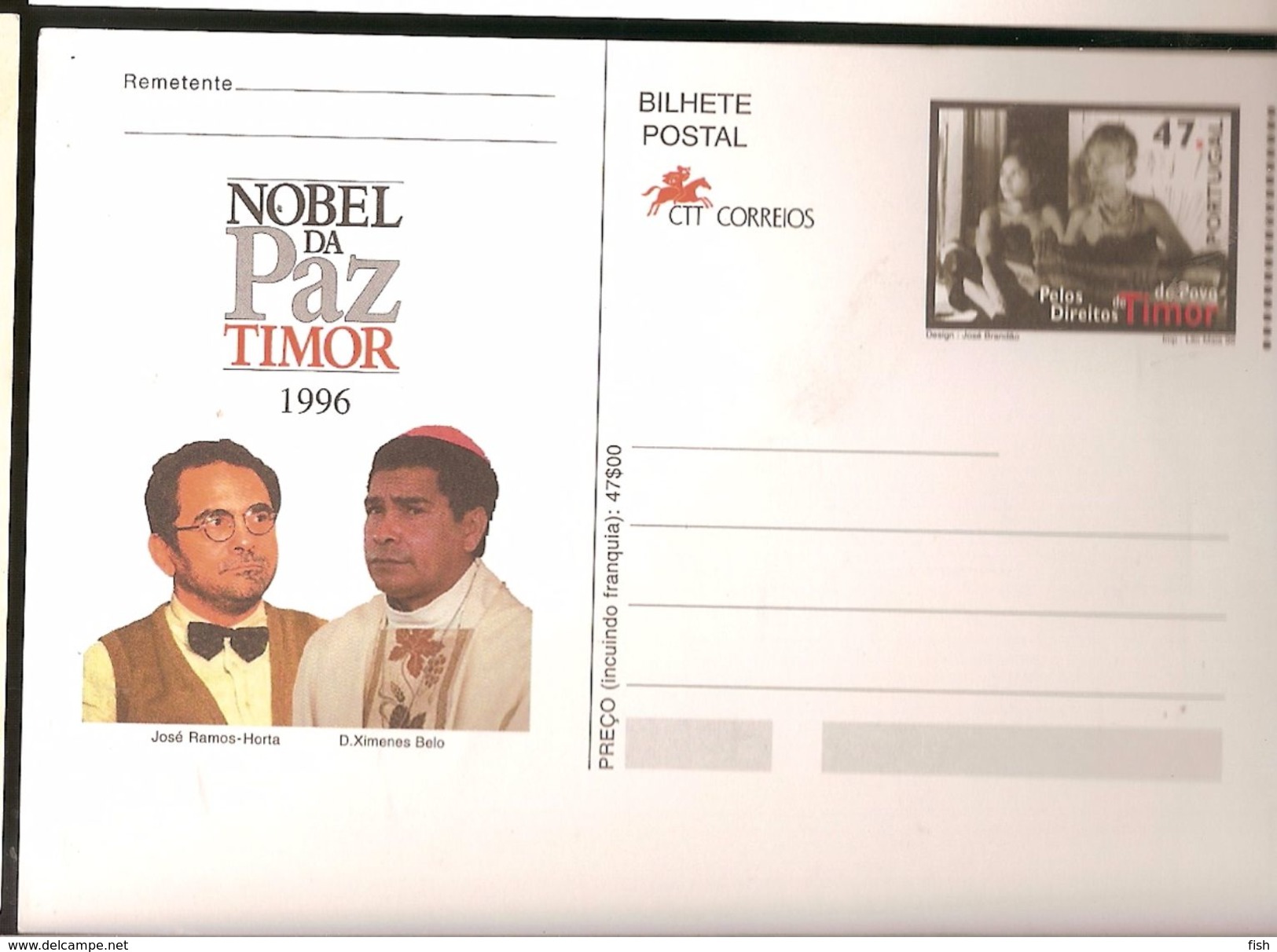 Portugal ** & Inteiro, Nobel Peace Prize, José Horta And Ximénes Belo, Timor 1996 (87) - Nobelpreisträger