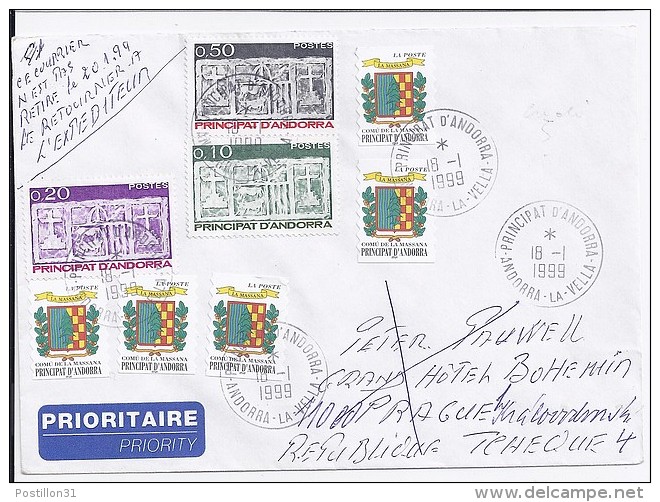 TP N° 512x5 (+317/318/321)  SUR LETTRE  DU 18.1.99 POUR LA REPUBLIQUE TCHEQUE - Briefe U. Dokumente