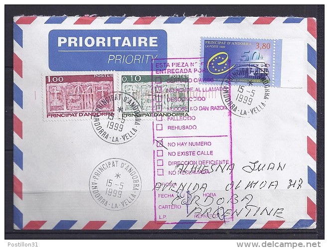 TP N° 515 (+317/322) SUR LETTRE DU 15.5.99 POUR L'ARGENTINE - Covers & Documents