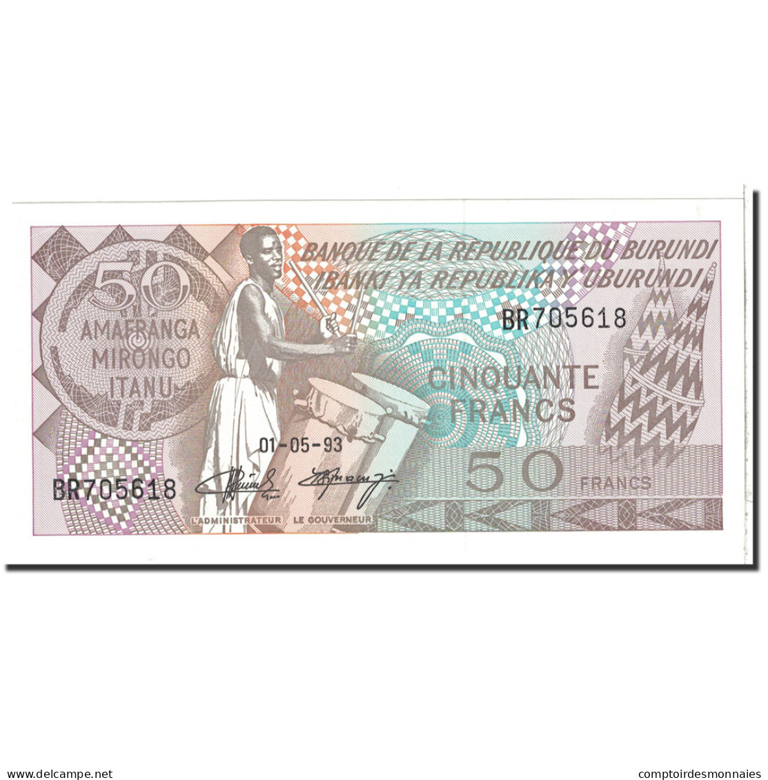 Billet, Burundi, 50 Francs, 1993, 1993-05-01, KM:28c, NEUF - Burundi