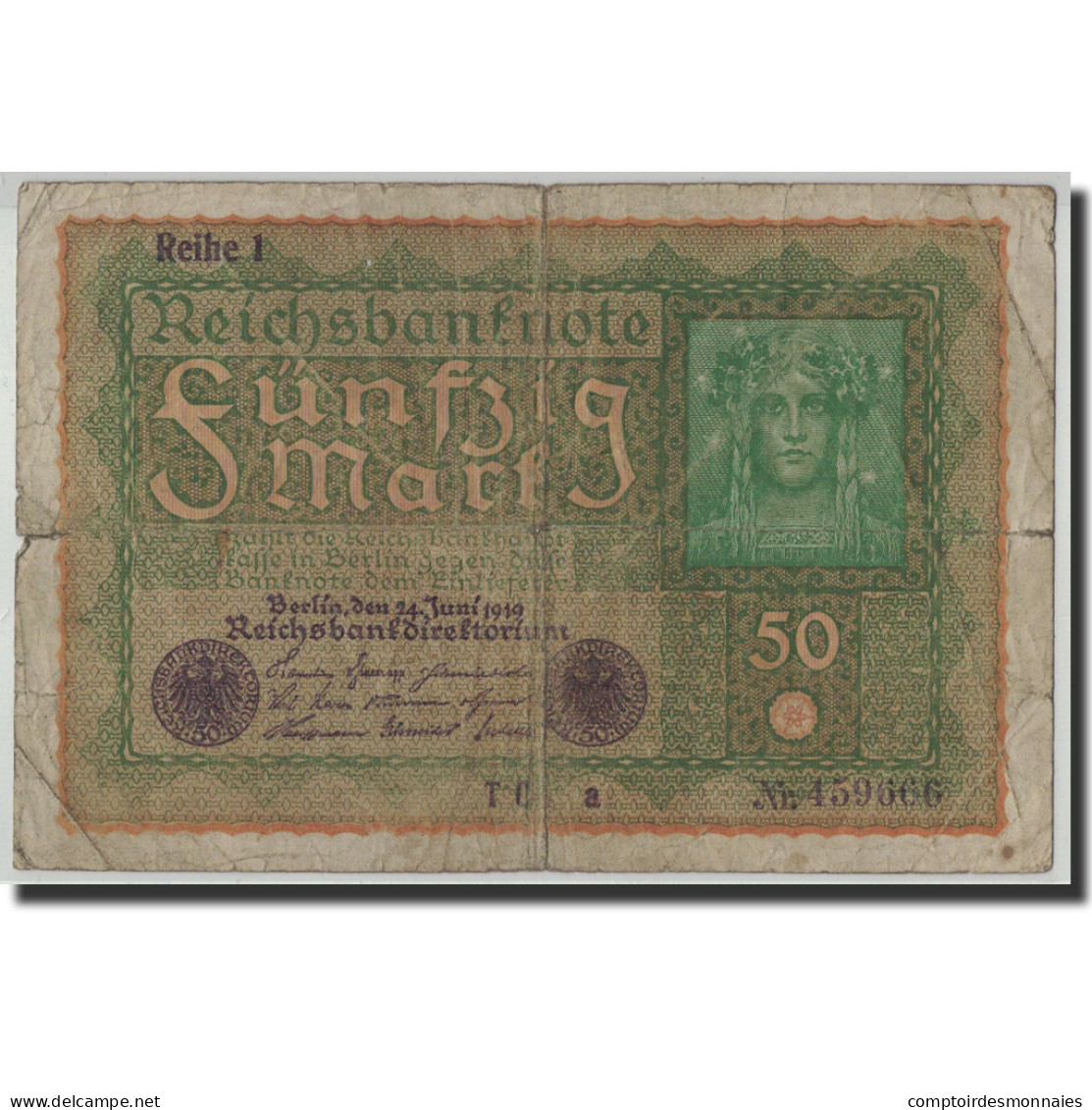 Billet, Allemagne, 50 Mark, 1919, 1919-06-24, KM:66, B - 50 Mark