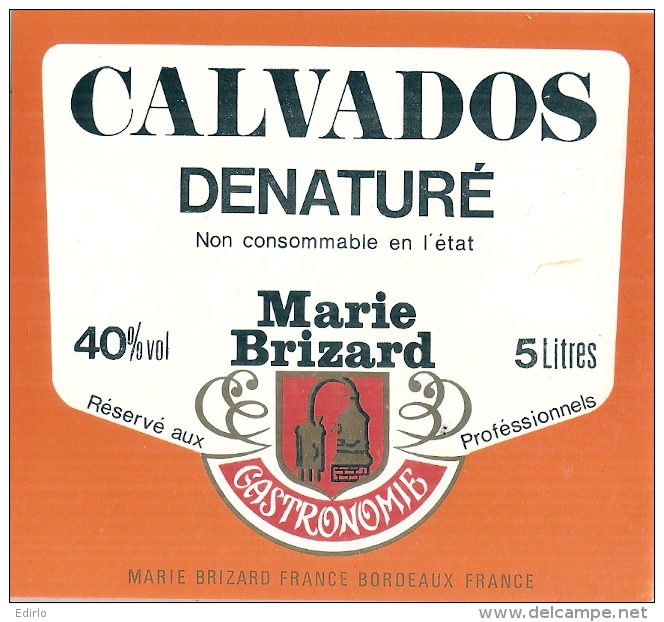 CALVADOS  Dénaturé (cuisine - RARE  )  Par Marie Brizard - - Whisky