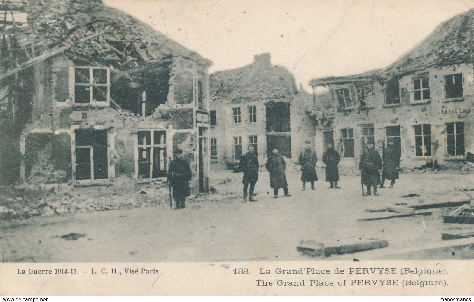 409/25 - PERVYSE - Carte-Vue (Soldats) écrite Par Un Soldat Belge En 1917 - Postes Militaires Belges Vers Angleterre - Unbesetzte Zone