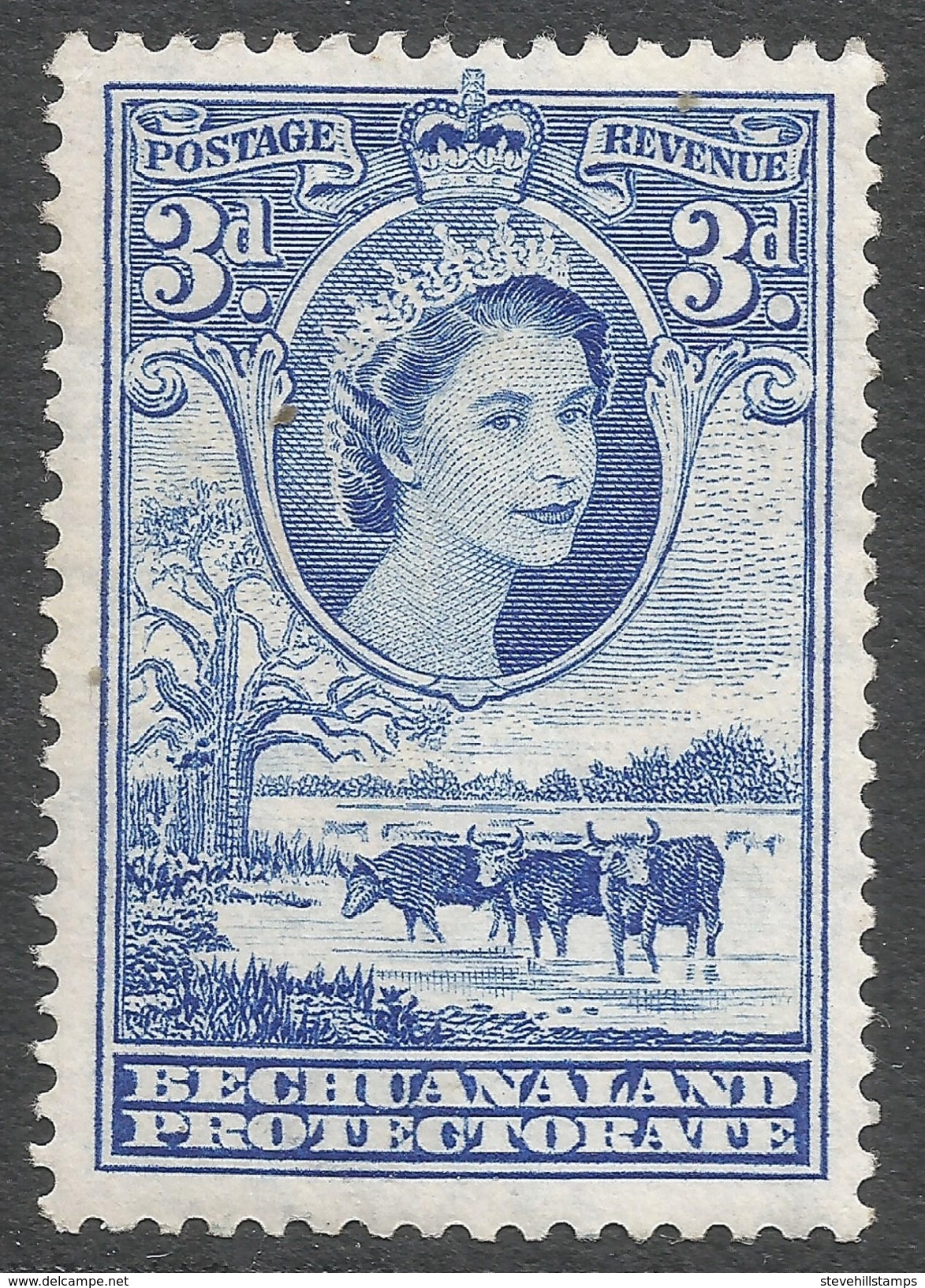 Bechuanaland Protectorate. 1955-58 QEII. 3d MH SG 146 - 1885-1964 Protectorat Du Bechuanaland