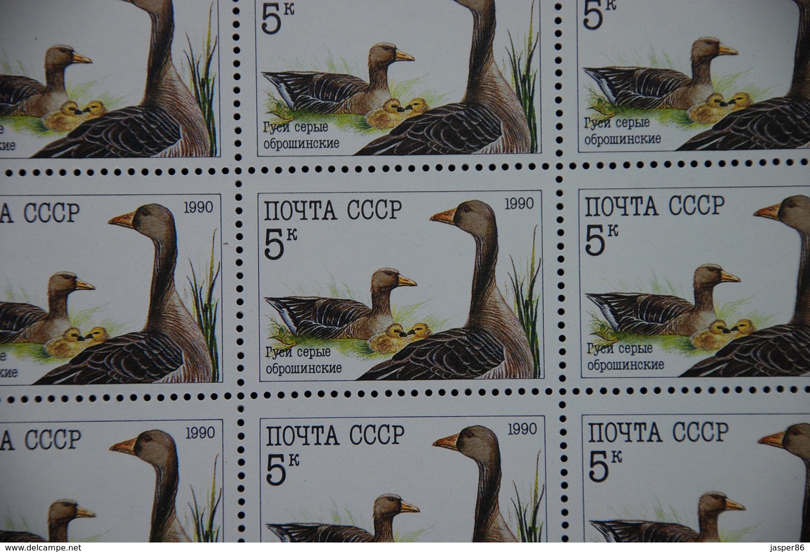 RUSSIA 1990 MNH Sc 5909-5911, Mi 6102-6104 Geese, Rooster, Turkey CV40.00 - Hojas Completas