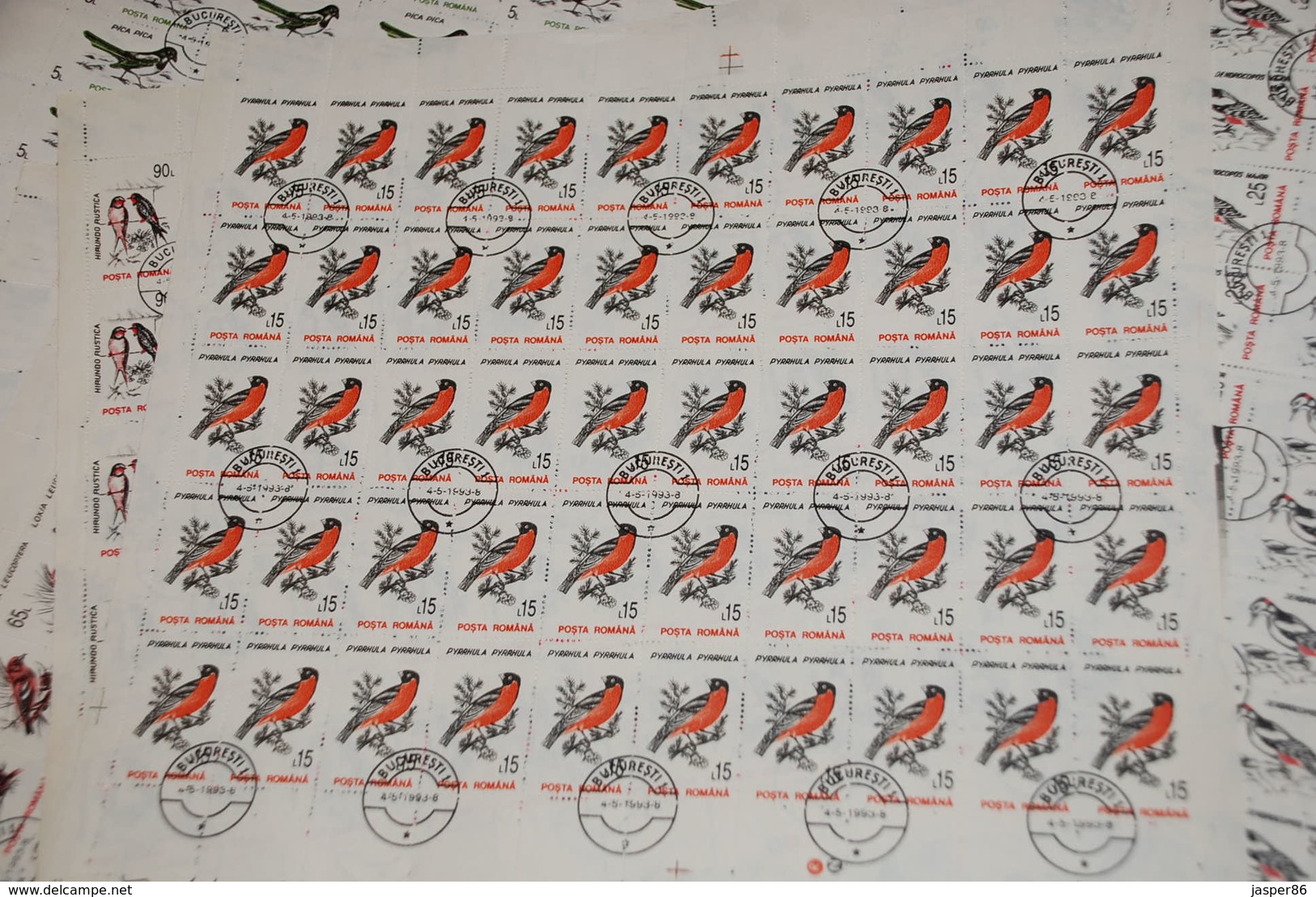 ROMANIA 500 forest BIRDS Sc 3812-3821, 50 x COMPLETE sets WHOLESALE CV$100