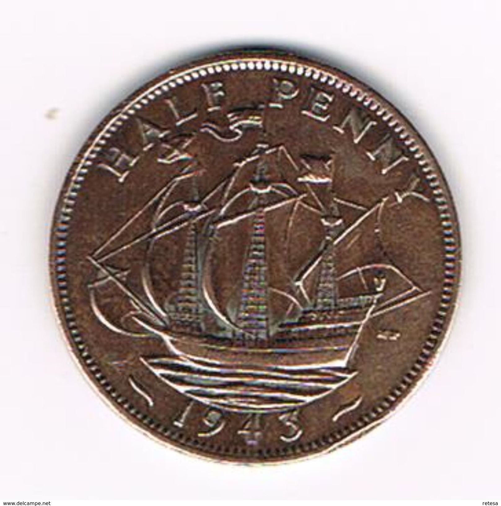 ) GREAT BRITAIN  1/2 PENNY  1943 - C. 1/2 Penny