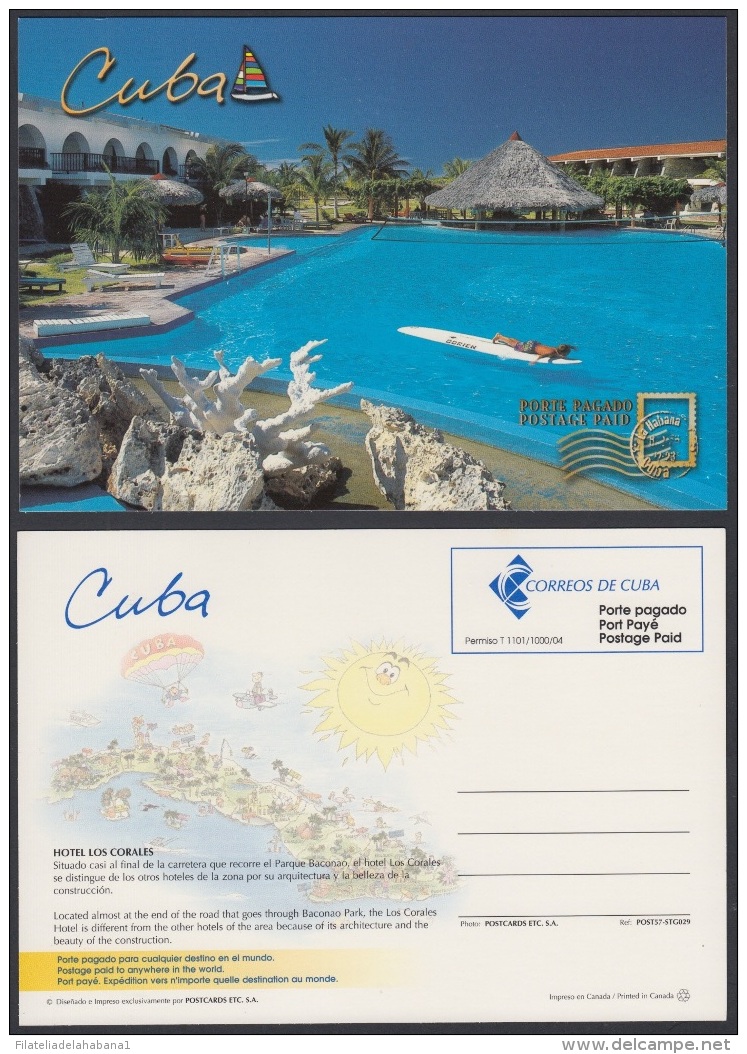 2004-EP-66 CUBA 2004. POSTAL STATIONERY. SANTIAGO DE CUBA. HOTEL LOS CORALES. POOL. VISTAS TURISTICAS. VENDIDAS EN CUC. - Briefe U. Dokumente