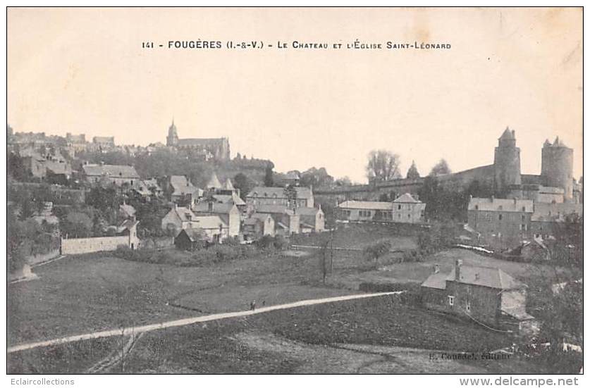 Fougères      35       Château Et Eglise St Léonard    (voir Scan) - Fougeres