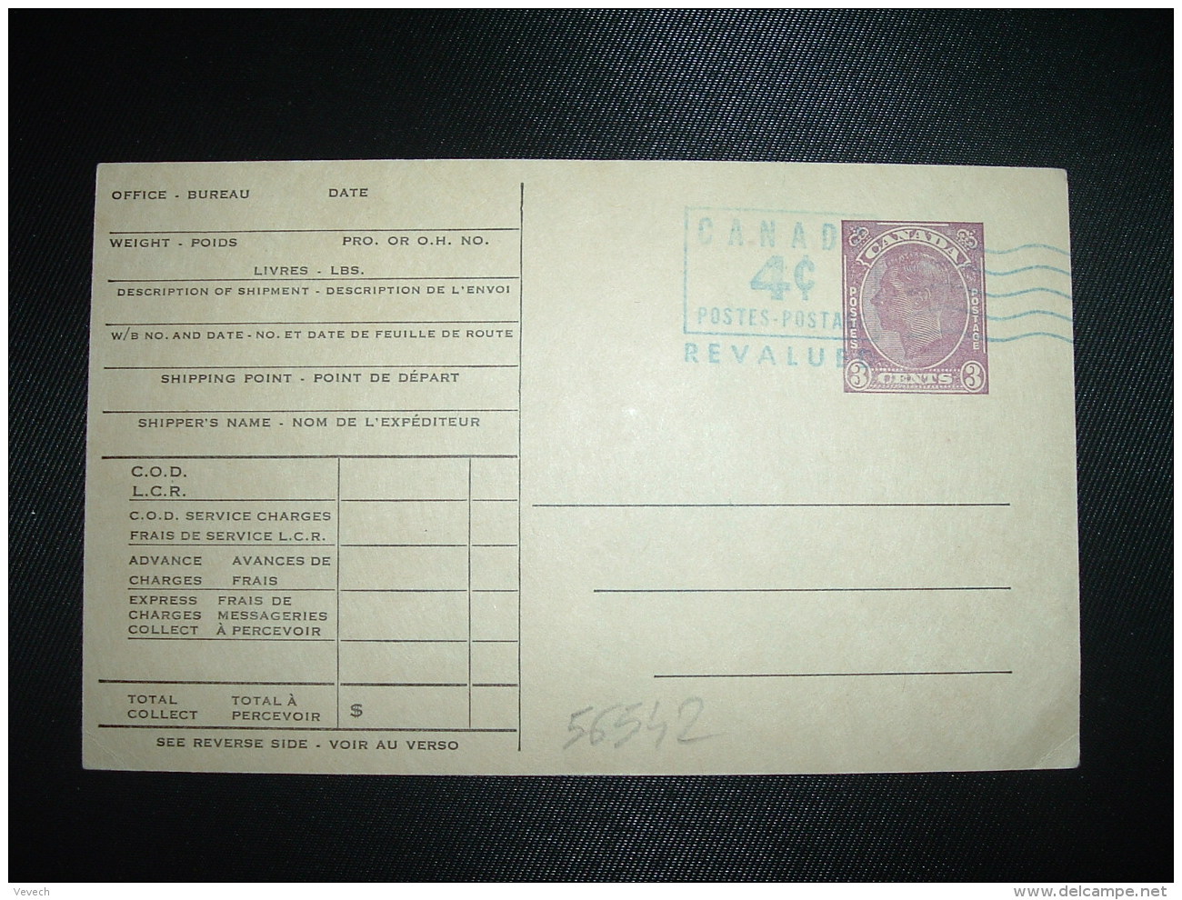 CP EP 3c OBL.MEC. BLEUE CANADA 4c POSTES-POSTAGE REVALUED + CANADIAN NATIONAL EXPRESS - 1903-1954 Rois