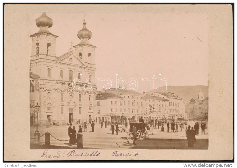 1886 Grand Piazzetta, Gorizia, Olaszorsz&aacute;g, Feliratozott, Kem&eacute;nyh&aacute;t&uacute; Fot&oacute;, 11x16... - Other & Unclassified