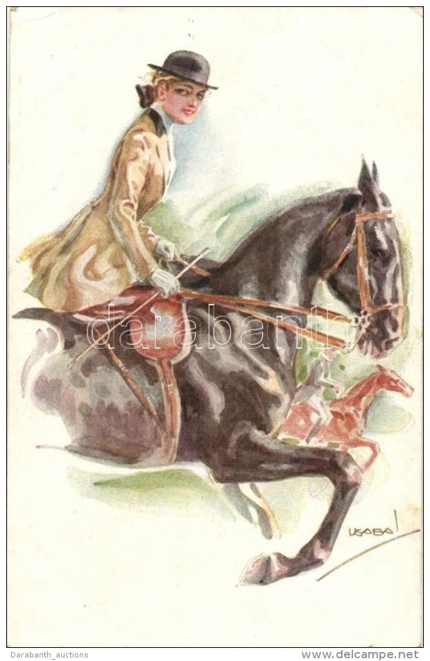 ** T2/T3 Jockey Lady, Italian Art Postcard, Erkal No. 320/4 S: Usabal (EK) - Unclassified