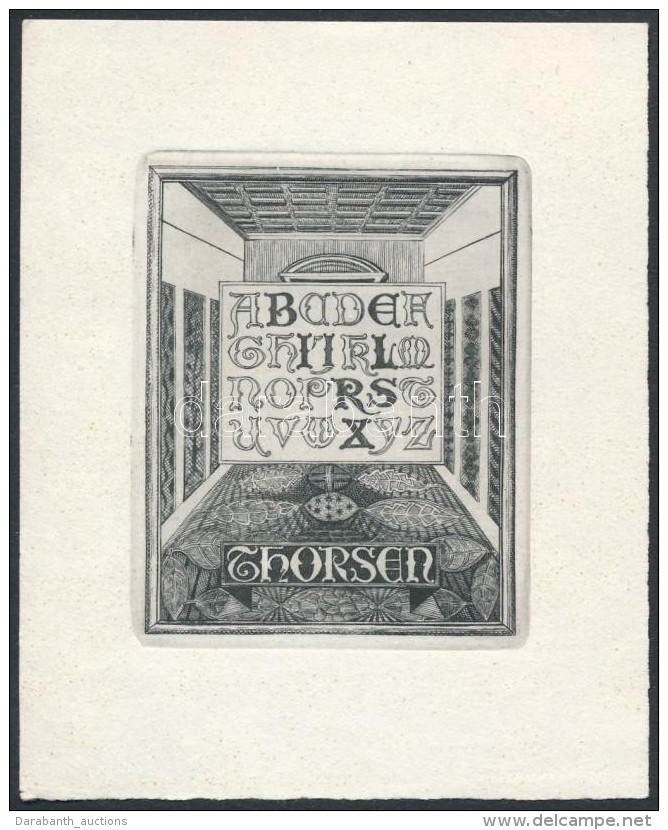 Oskar Thorsen (?-?): Tipogr&aacute;fi&aacute;s Ex Libris. R&eacute;zmetszet, Pap&iacute;r, Sorsz&aacute;mozott,... - Other & Unclassified