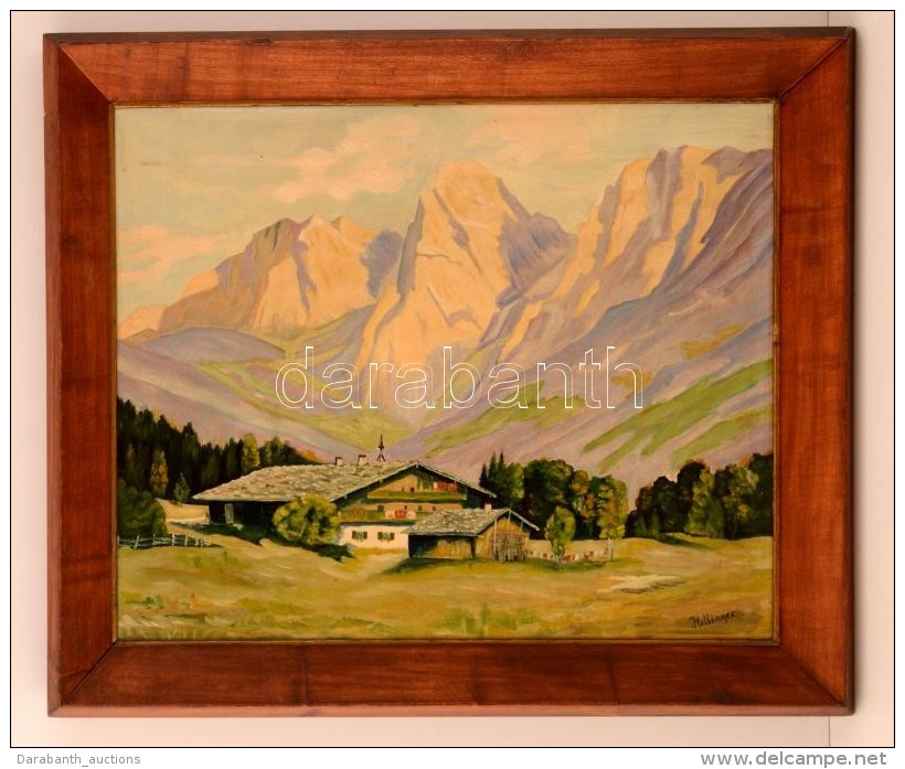 Hillinger Jelz&eacute;ssel: Alpesi T&aacute;j. Olaj, Farost, Keretben, 40&times;48 Cm - Otros & Sin Clasificación