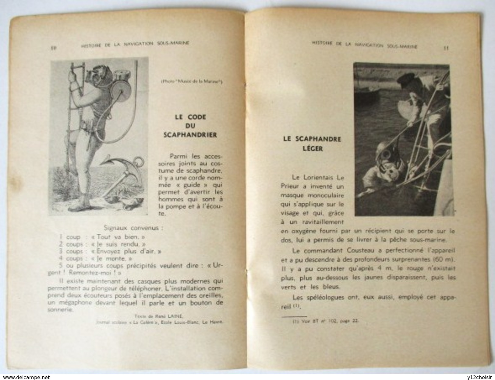 LIVRET HISTOIRE DE LA NAVIGATION SOUS MARINE SCAPHANDRE SCAPHANDRIER PLONGEUR SOUS MARIN BIBLIOTHEQUE DE TRAVAIL 243 BT - Diving