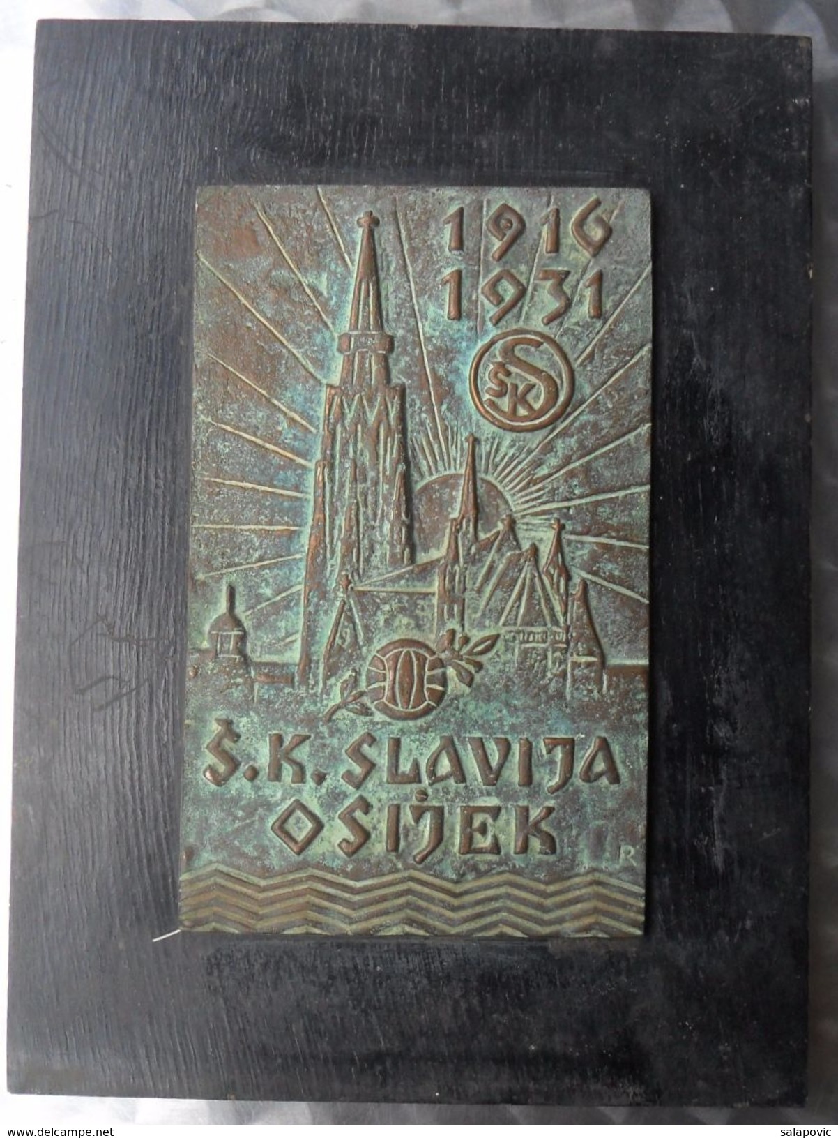 PLAQUE, PLAKETA SK SLAVIJA OSIJEK 1916 - 1931 FOOTBALL CLUB OSIJEK CROATIA Kingdom Yugoslavia, RRARE - Autres & Non Classés