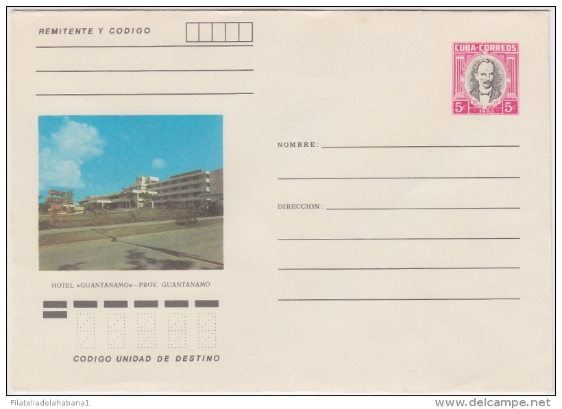 1983-EP-158 CUBA 1983 POSTAL STATIONERY. Ed.193e. HOTEL GUANTANAMO UNUSED - Brieven En Documenten