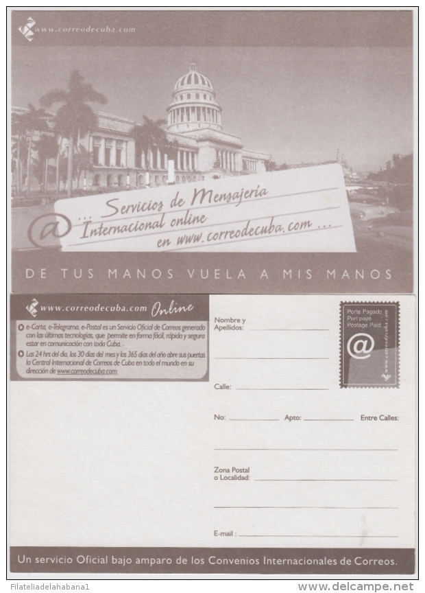 2002-EP-30 CUBA 2002 POSTAL STATIONERY. Ed.72a. INTERNET SPECIAL CARD. CAPITOLIO NACIONAL UNUSED - Briefe U. Dokumente