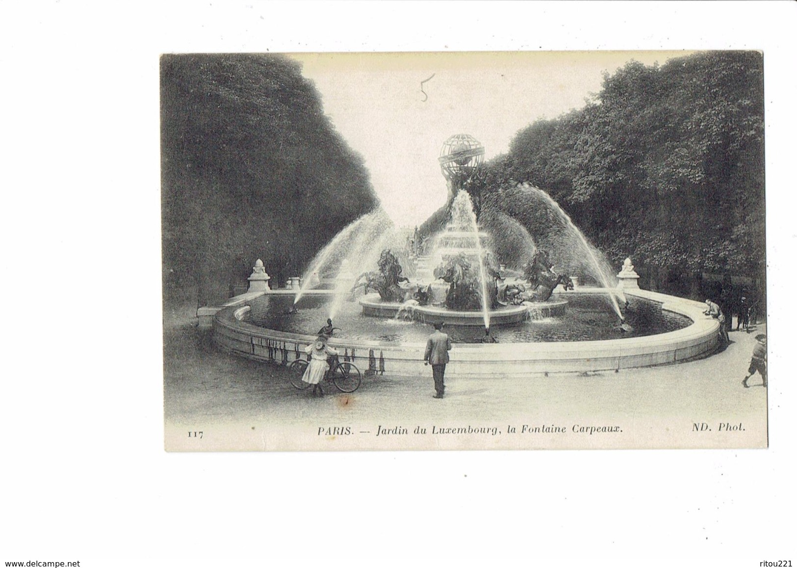 Cpa - 75 - PARIS  FONTAINE CARPEAUX -  TORTUE Turtle N°117 N.D. - Chevaux Marins -1915 Fillette Vélo Bicyclette - Schildkröten