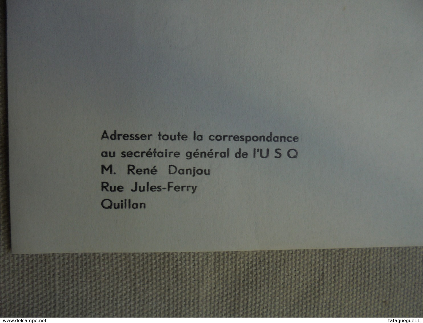 Ancien - Feuille Papier à Lettre à Entête U.S.Q. Union Sportive Quillanaise Aude - Rugby