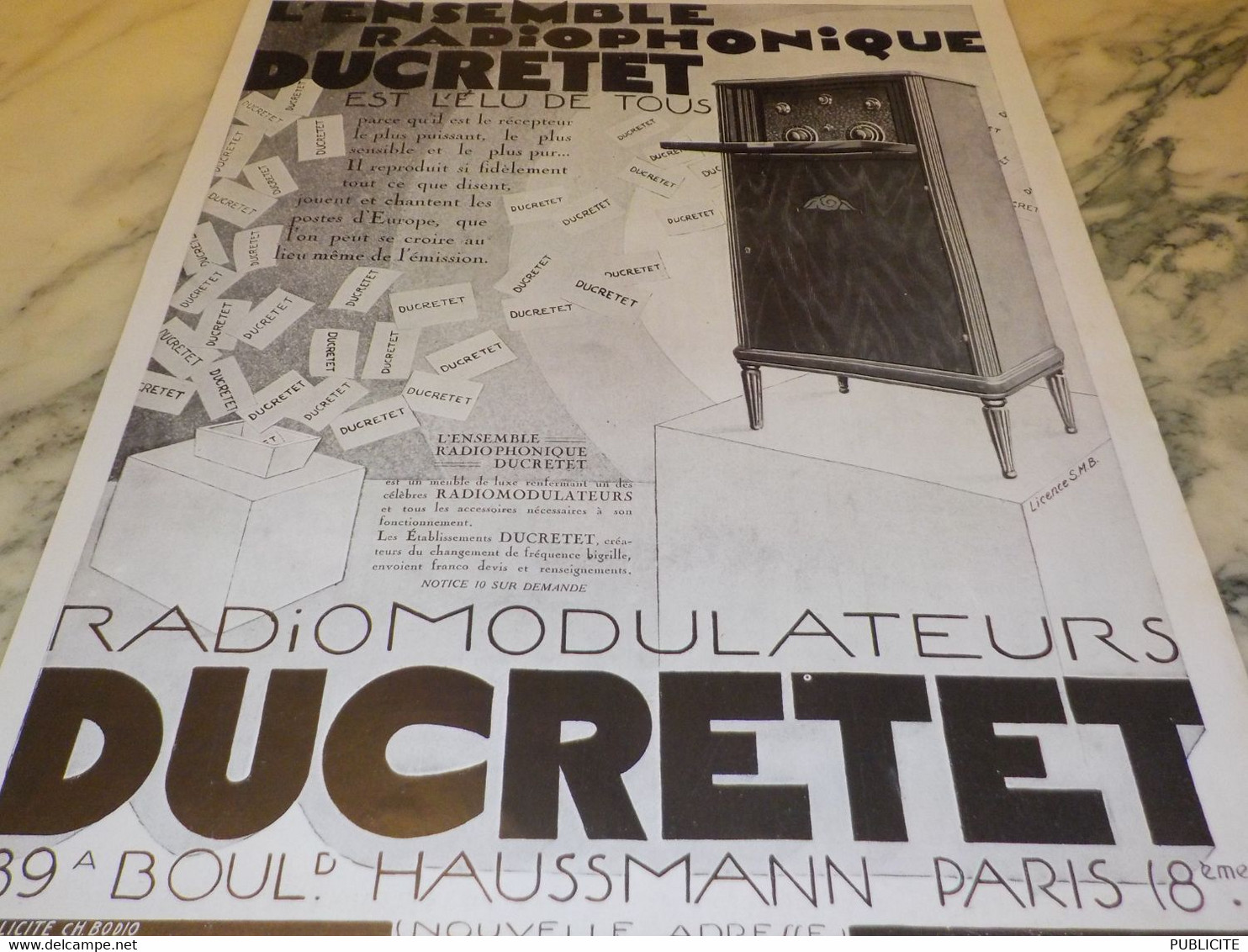 ANCIENNE PUBLICITE RADIOPHONIQUE  DUCRETET 1928 - Sonstige & Ohne Zuordnung