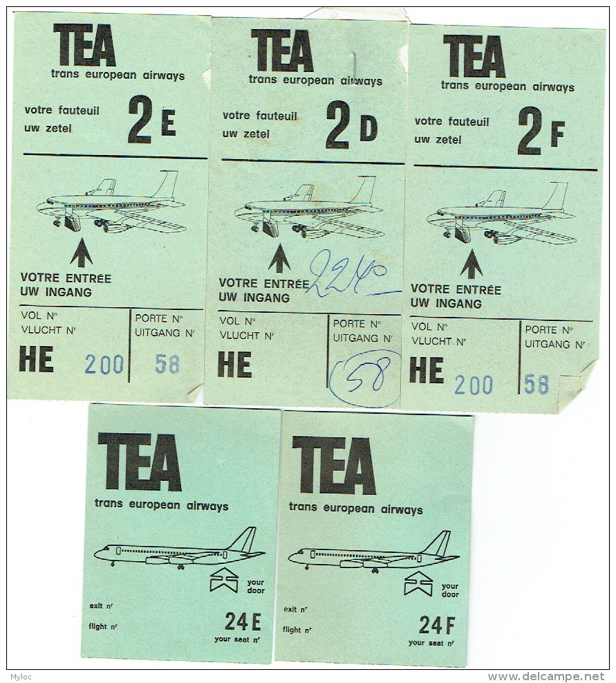 Aviation. Lot De 5 Boarding Pass. TEA. Tickets D'embarquement D'Avion. 1978 - Billetes