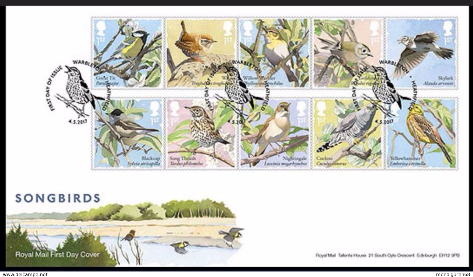 GROSSBRITANNIEN GRANDE BRETAGNE GB 2017 SONGBIRDS SET OF 8V. FDC SG 3948-57 MI 4038-47 YT 4442-51 SC 3606-15 - 2011-2020 Em. Décimales