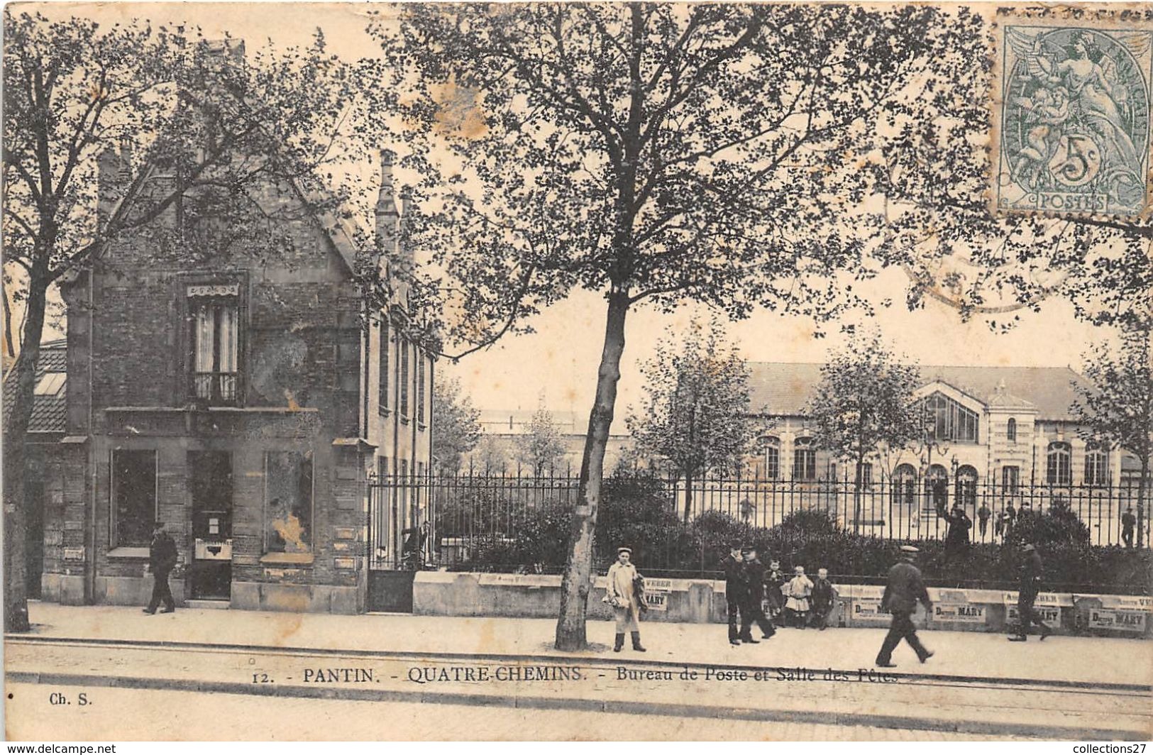 93-PANTIN- QUATRE-CHEMINS- BUREAU DE POSTE ET SALLE DES FÊTES - Pantin