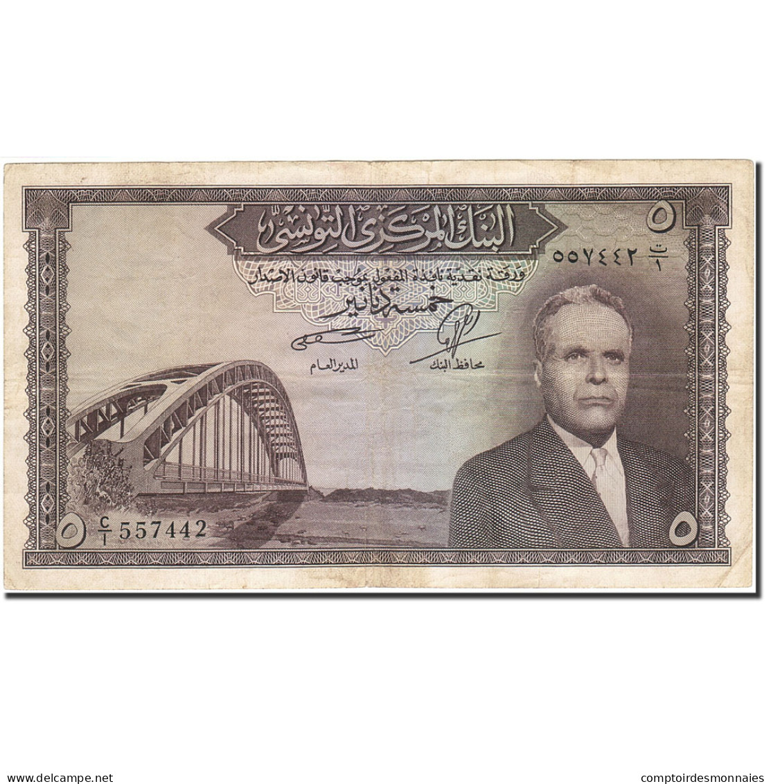 Billet, Tunisie, 5 Dinars, 1960-1962, 1960-11-01, KM:60, TTB - Tunisie
