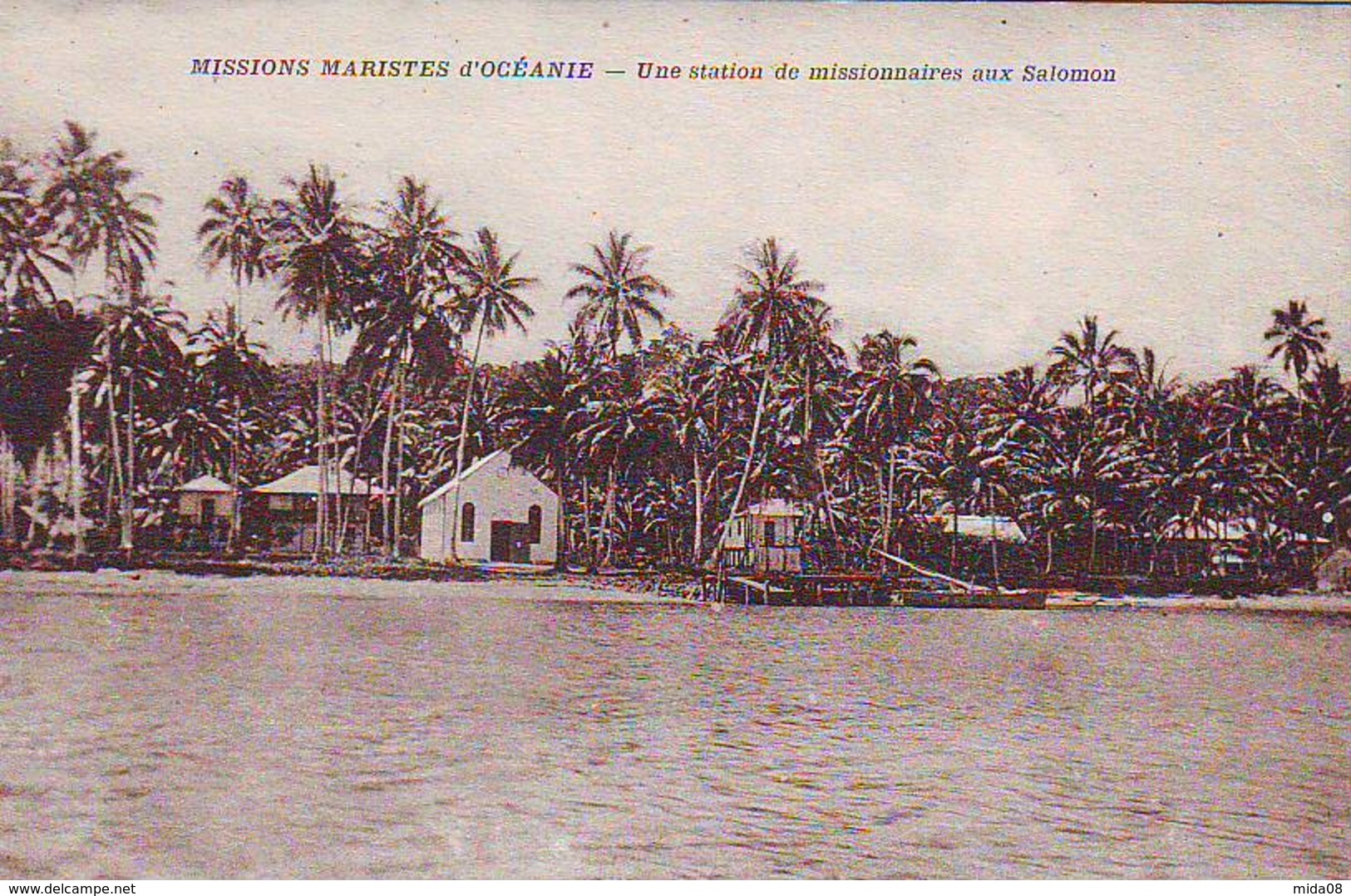 MISSIONS MARISTES D'OCEANIE . UNE STATION DE MISSIONNAIRES AUX SALOMON . - Salomon
