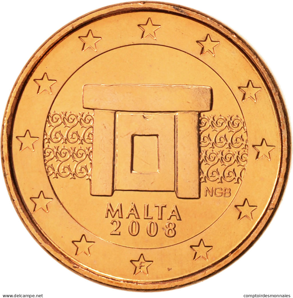Malte, Euro Cent, 2008, FDC, Copper Plated Steel, KM:125 - Malta