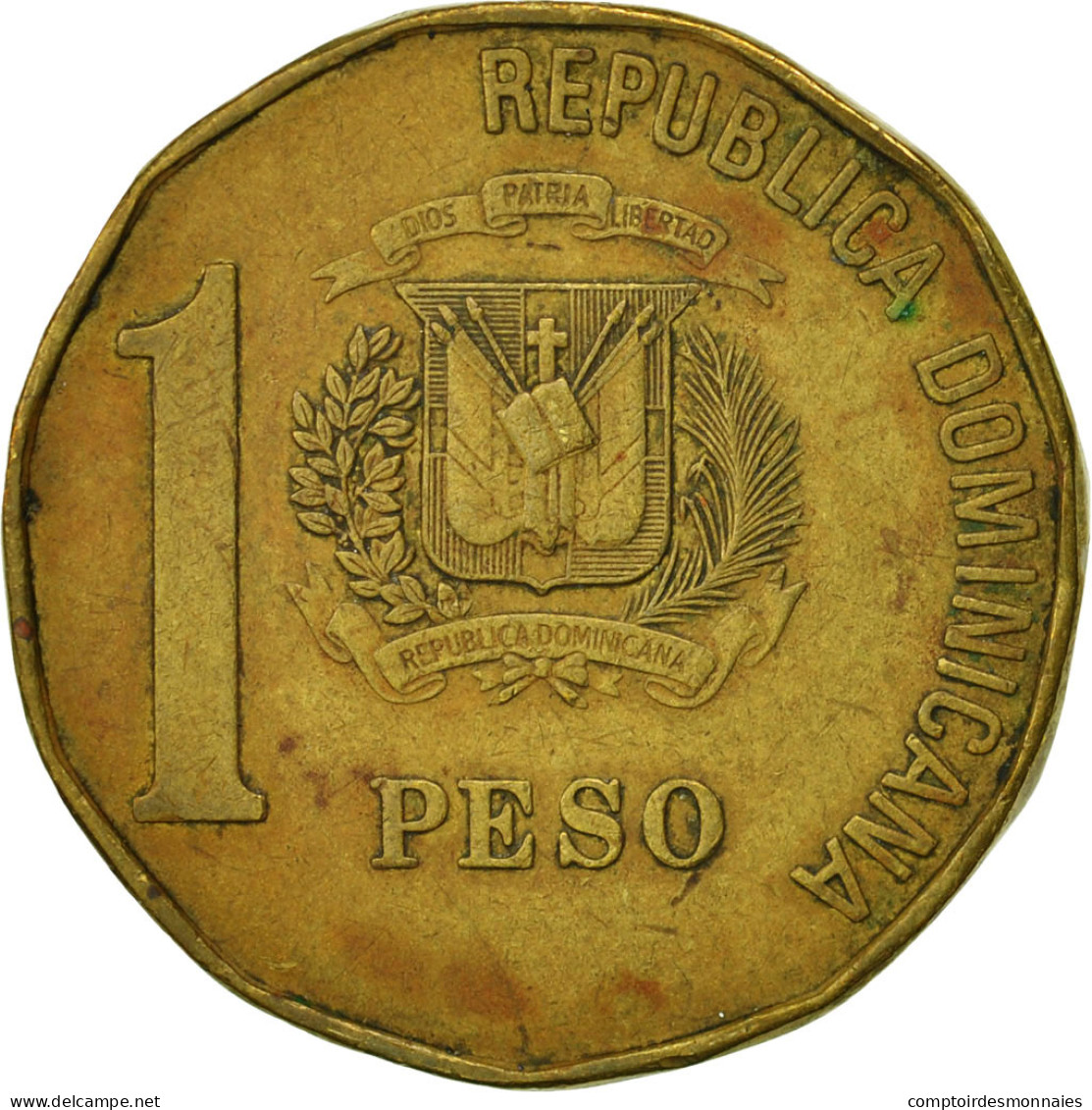 Monnaie, Dominican Republic, Peso, 1992, TB+, Laiton, KM:80.2 - Dominikanische Rep.