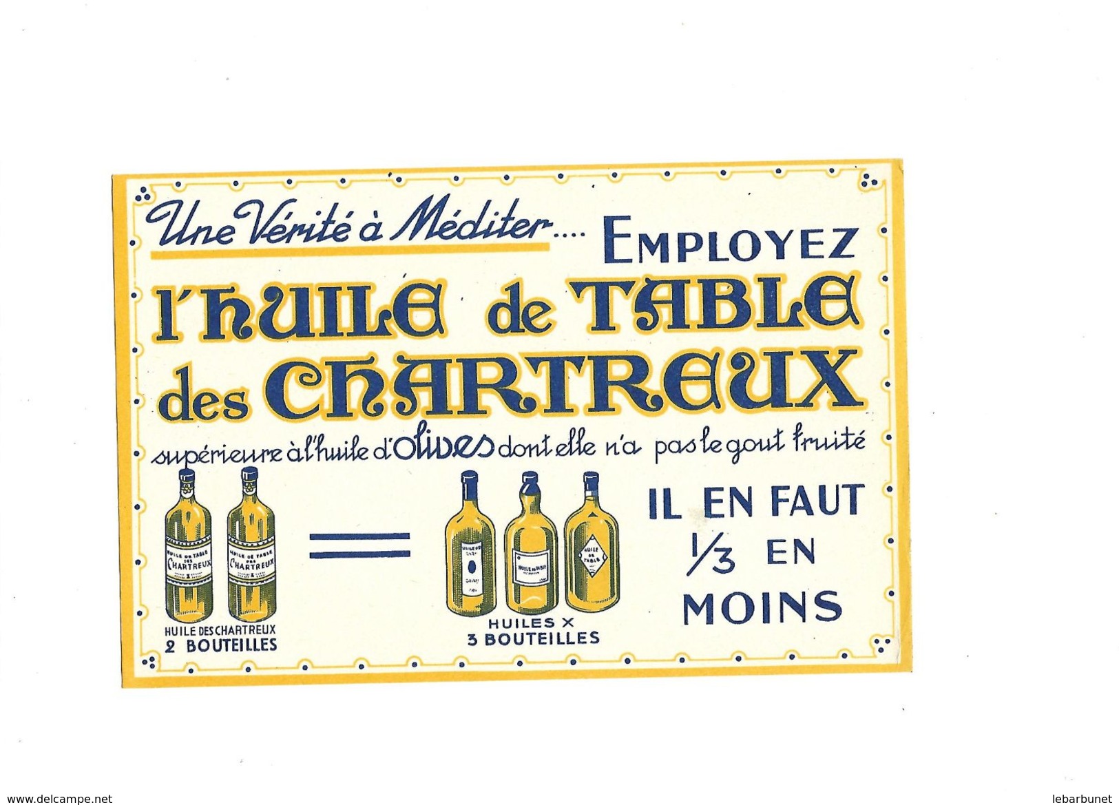 Buvard Huile De Table Des Chartreux - H
