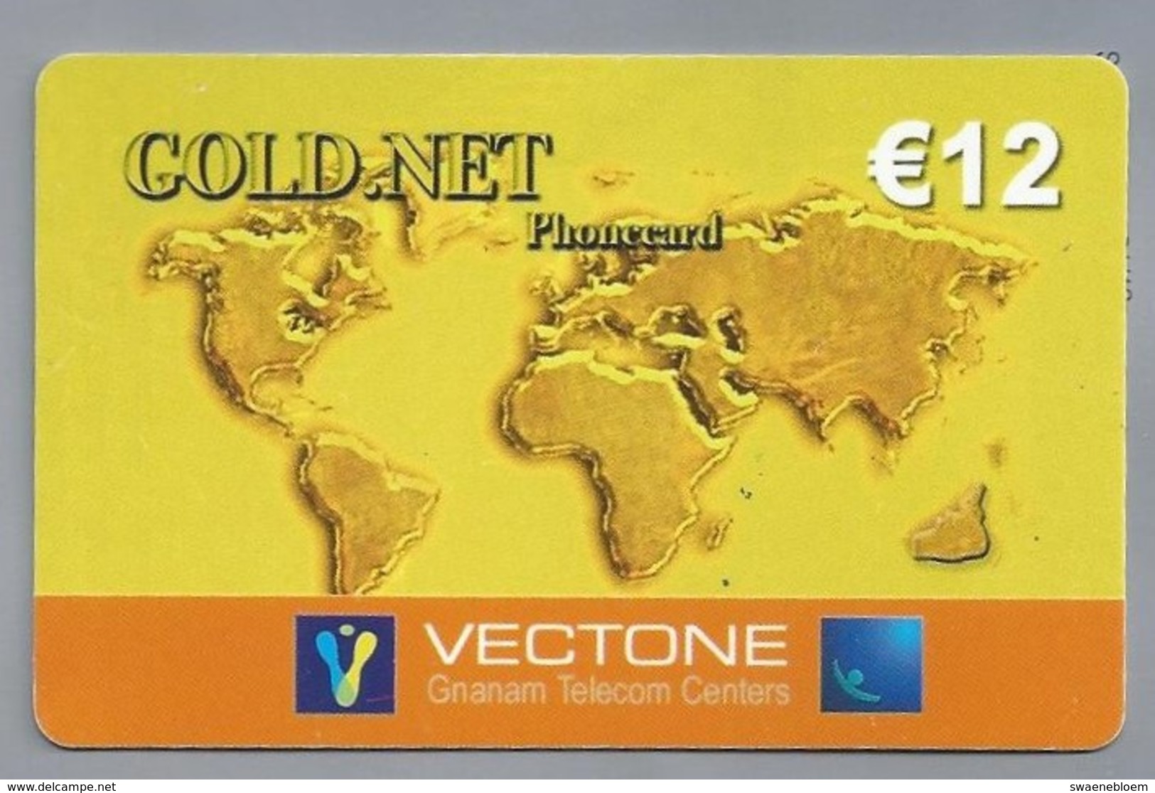 Telefoonkaart.- Télécartes. Telecard. Phone Card. GOLD.NET. 12 &euro;. VECTONE. Gnanam Telecom Centers. Gebruikt. 2 SCAN - Cartes GSM, Prépayées Et Recharges