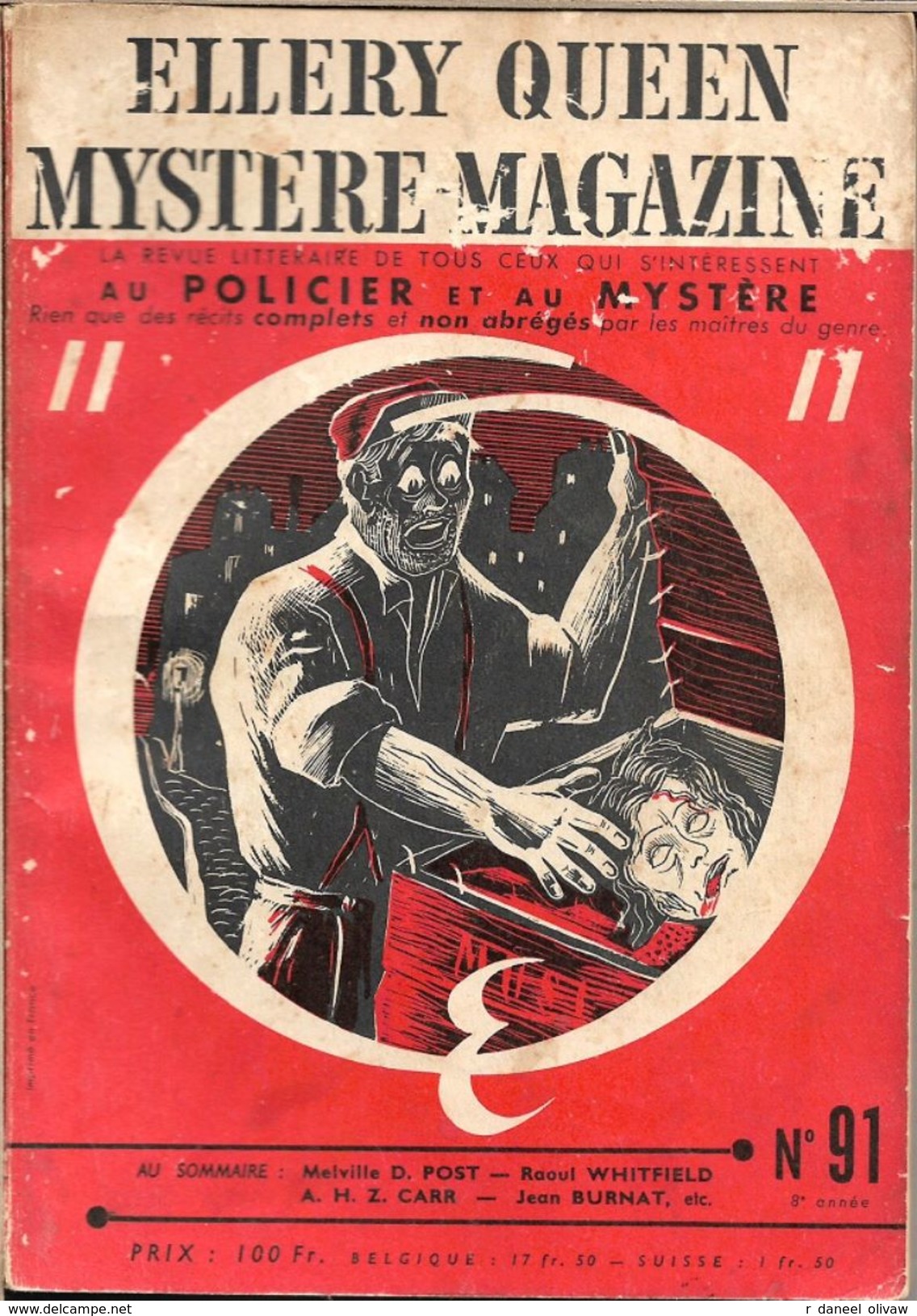 Mystère Magazine N° 91, Août 1955 (BE) - Opta - Ellery Queen Magazine
